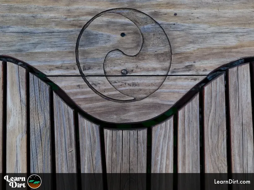 yin yang symbol carved in wood holism balance